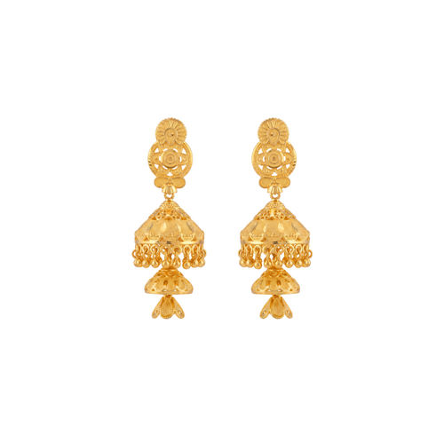 Multi-Tiered Traditional Gold Jhumka Earrings