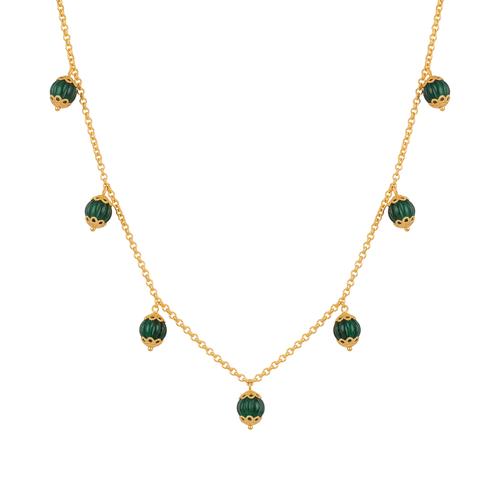 Gold Mala With Green Beads