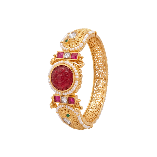 Ruby Pearl Gold Kada