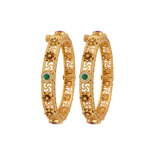Traditional Swastik Gold Bangles