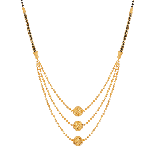 Three-Layer Textured Gold Beads Mangalsutra