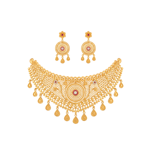 Circular Filigree Gold Choker Set
