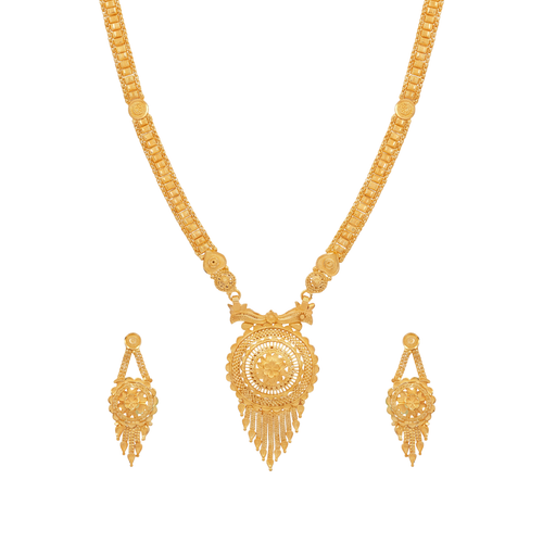 Floral Medallion Gold Long Set