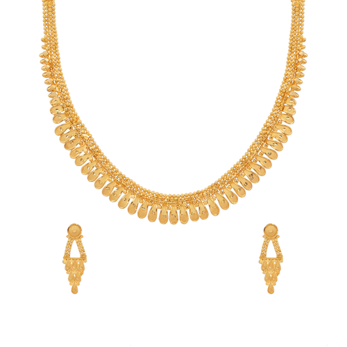 Droplet Pattern Gold Necklace Set