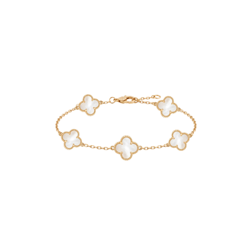 Belle Vie: Mother-of-Pearl Clover Bracelet in Gold Vermeil 925 Sterling Silver