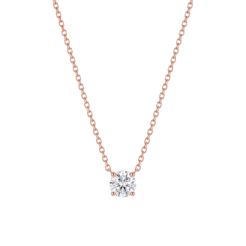 Smitten: Cushion-Cut Solitaire Pendant Necklace in Rose Gold Vermeil in 925 Sterling Silver