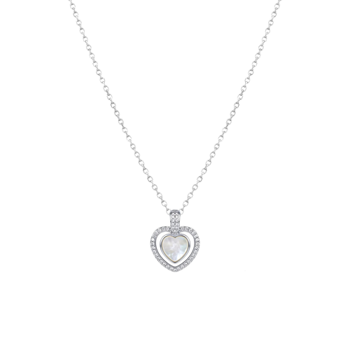 Elegant Mother-of-Pearl Heart Chain in 925 Sterling Silver