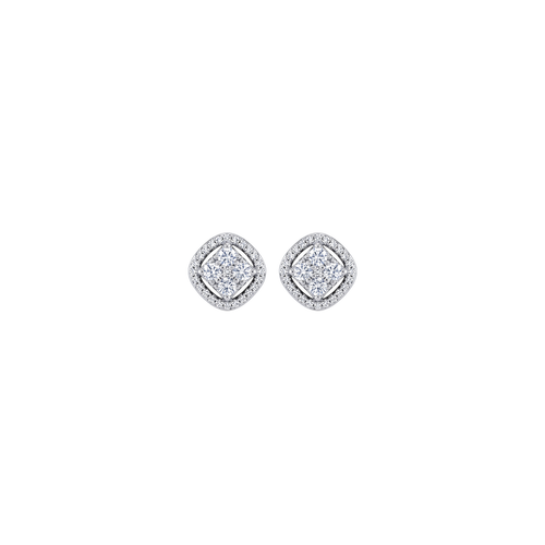 Stellar: Cushion Cluster Stud Earrings in 925 Sterling Silver