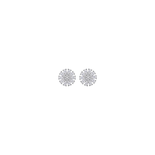 Solena: Floral Halo Stud Earrings in 925 Sterling Silver