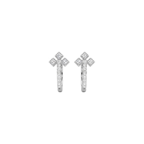 Tria: Geometric Pavé Huggie Earrings in 925 Sterling Silver