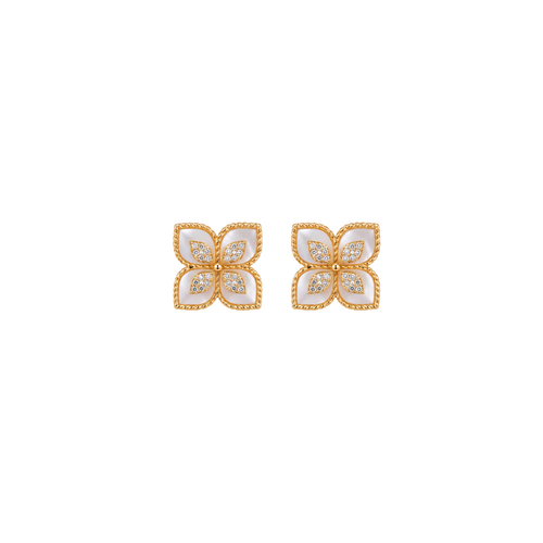 Moonflower: Mother-of-Pearl Floral Earrings in Gold Vermeil 925 Sterling Silver