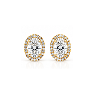Moonflower Oval Halo Lab-Grown Diamond Stud Earrings Gold Vermeil