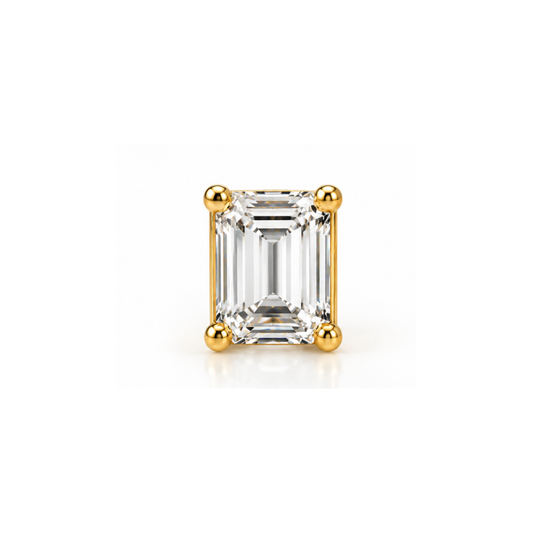 Noblesse: Emerald-Cut Solitaire Lab-Grown Diamond Stud Earrings in Gold Vermeil