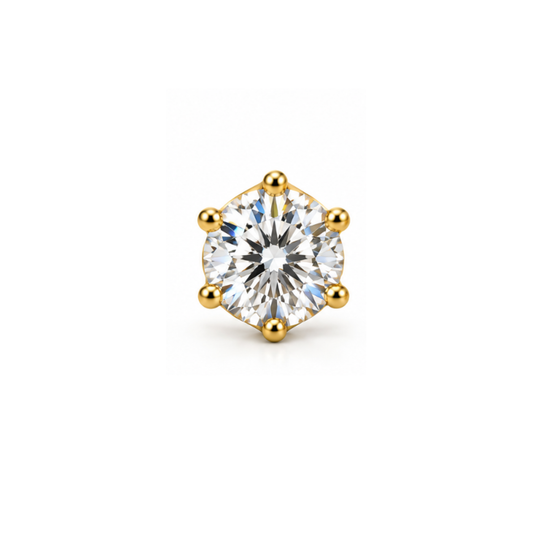 Ajour: Openwork Solitaire Lab-Grown Diamond Stud Earrings in Gold Vermeil