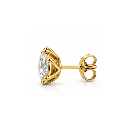Ajour: Openwork Solitaire Lab-Grown Diamond Stud Earrings in Gold Vermeil
