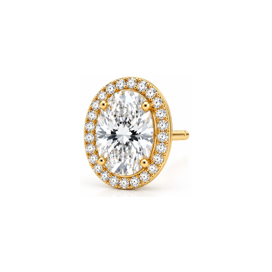 Moonflower Oval Halo Lab-Grown Diamond Stud Earrings Gold Vermeil
