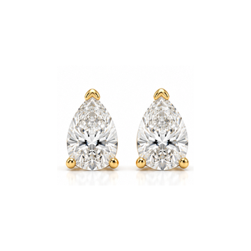 Crystal Dew: Pear Solitaire Lab-Grown Diamond Stud Earrings in Gold Vermeil