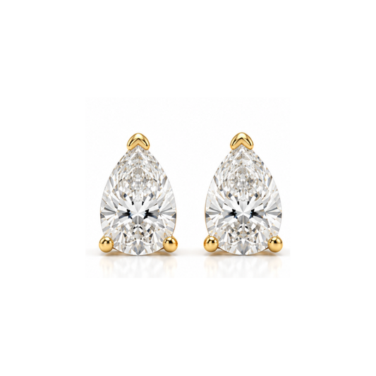 Crystal Dew: Pear Solitaire Lab-Grown Diamond Stud Earrings in Gold Vermeil