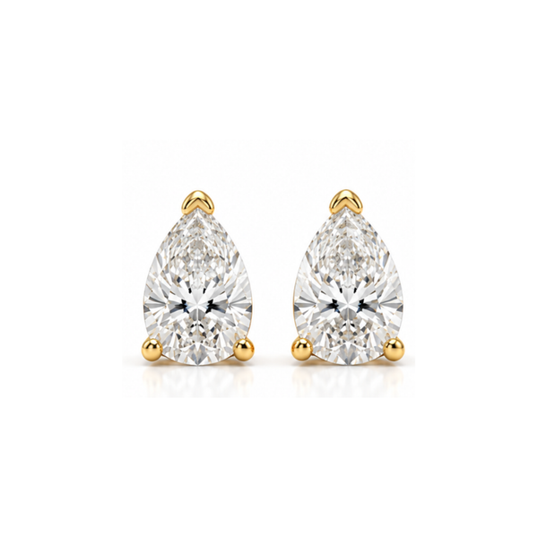 Crystal Dew: Pear Solitaire Lab-Grown Diamond Stud Earrings in Gold Vermeil