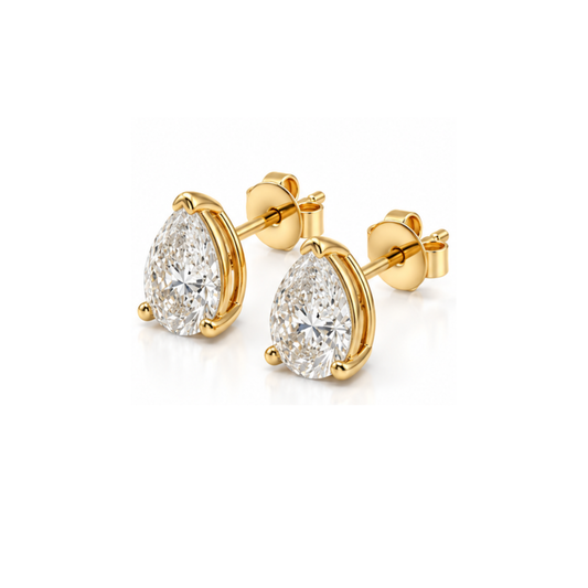 Crystal Dew: Pear Solitaire Lab-Grown Diamond Stud Earrings in Gold Vermeil