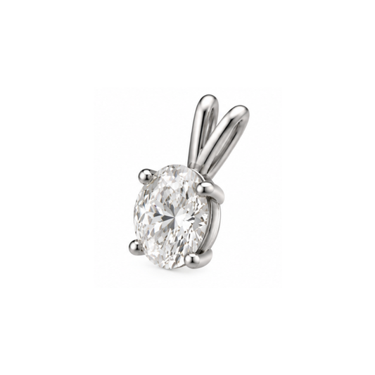 Glint Oval Solitaire Lab-Grown Diamond Pendant Silver