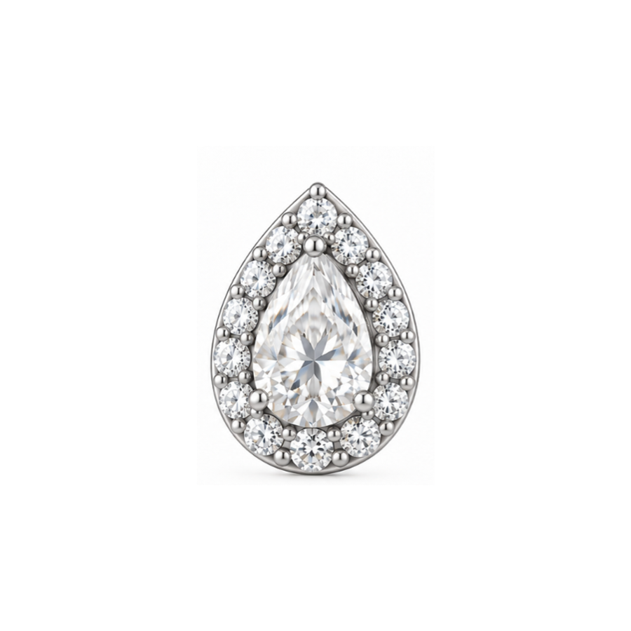 Seraphine Pear Halo Lab-Grown Diamond Pendant Silver