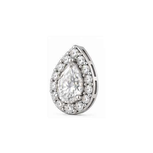 Seraphine Pear Halo Lab-Grown Diamond Pendant Silver
