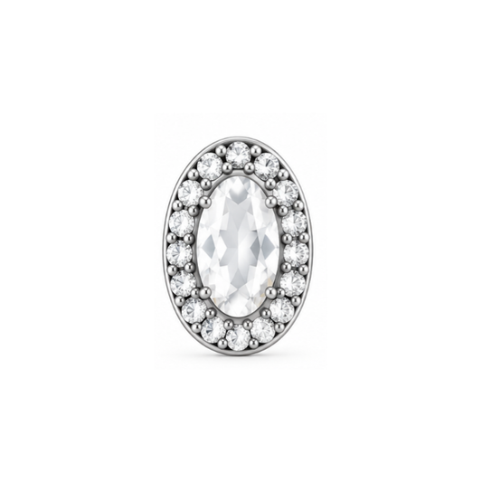 Lunelle Oval Halo Lab-Grown Diamond Pendant Silver