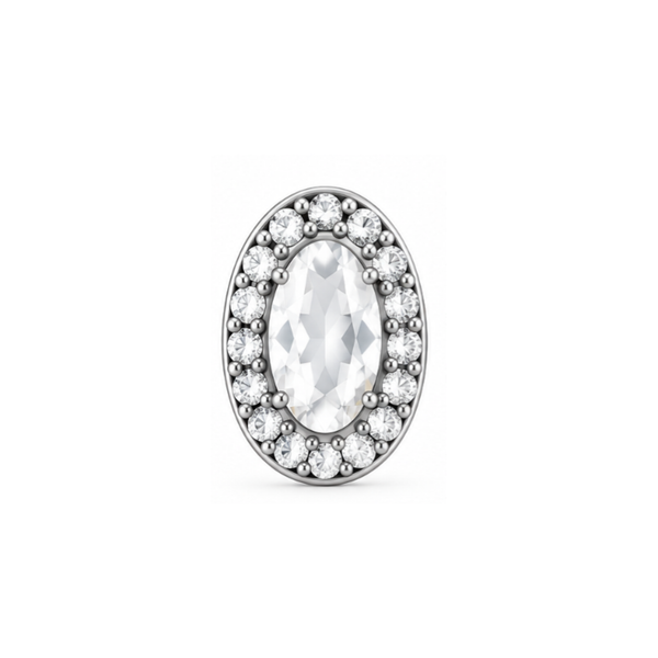 Lunelle Oval Halo Lab-Grown Diamond Pendant Silver