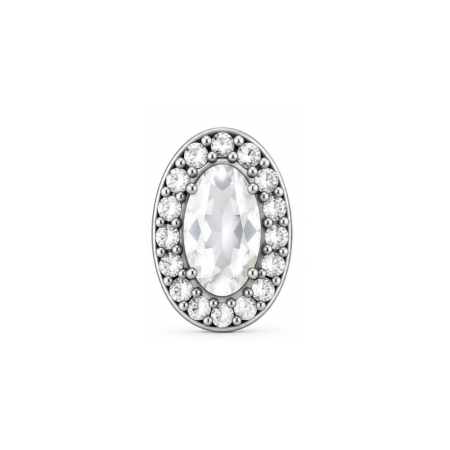 Lunelle Oval Halo Lab-Grown Diamond Pendant Silver