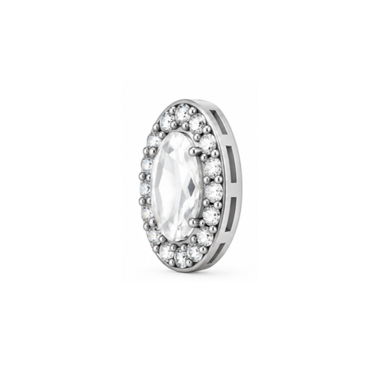 Lunelle Oval Halo Lab-Grown Diamond Pendant Silver