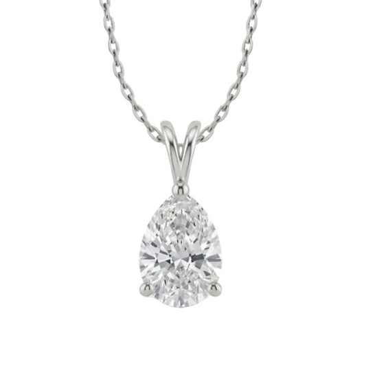 Heartbeat Pear Solitaire Lab-Grown Diamond Pendant Silver