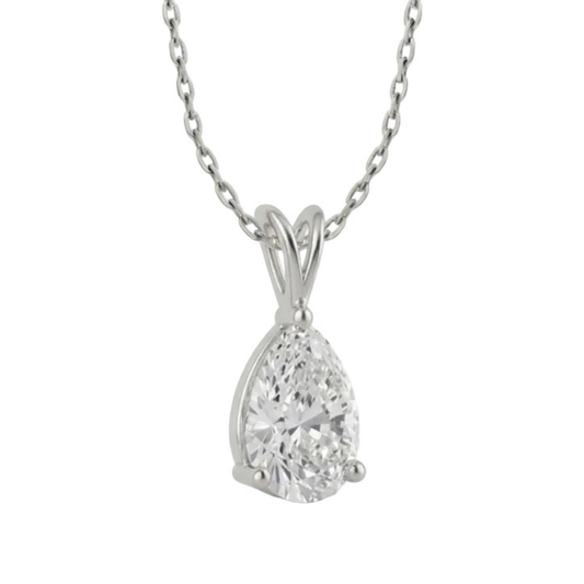 Heartbeat Pear Solitaire Lab-Grown Diamond Pendant Silver
