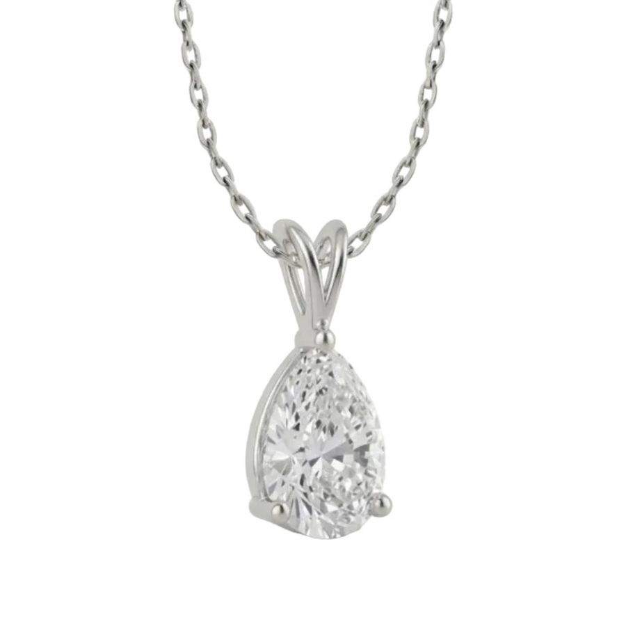Heartbeat Pear Solitaire Lab-Grown Diamond Pendant Silver