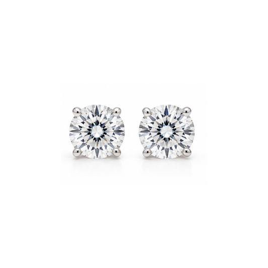Lucida: Round Solitaire Lab-Grown Diamond Stud Earrings in 925 Sterling Silver