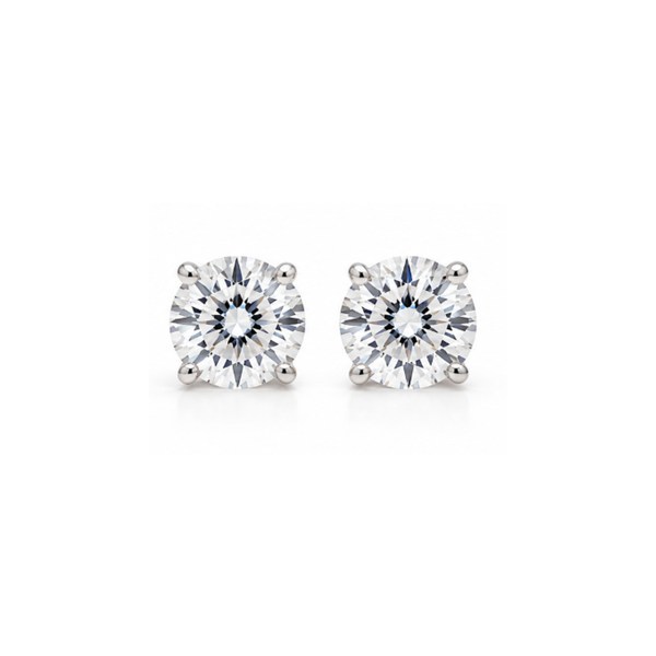 Lucida: Round Solitaire Lab-Grown Diamond Stud Earrings in 925 Sterling Silver