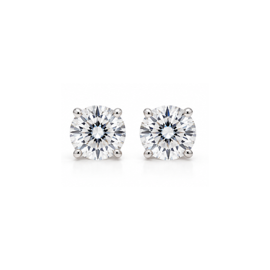 Lucida: Round Solitaire Lab-Grown Diamond Stud Earrings in 925 Sterling Silver