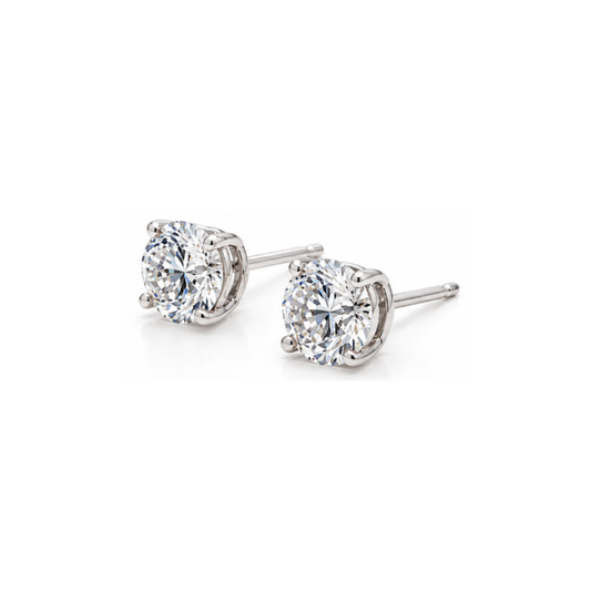 Lucida: Round Solitaire Lab-Grown Diamond Stud Earrings in 925 Sterling Silver
