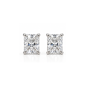 Fire & Ice: Radiant-Cut Solitaire Lab-Grown Diamond Stud Earrings in 925 Sterling Silver