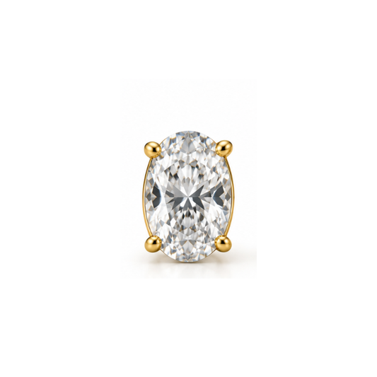 Dewlight Oval Solitaire Lab-Grown Diamond Stud Earrings Gold Vermeil