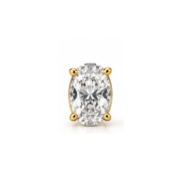 Dewlight Oval Solitaire Lab-Grown Diamond Stud Earrings Gold Vermeil