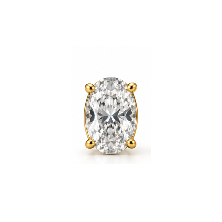 Dewlight Oval Solitaire Lab-Grown Diamond Stud Earrings Gold Vermeil