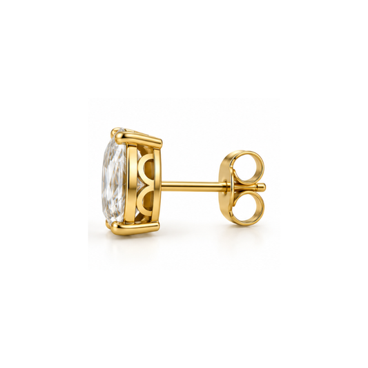 Dewlight Oval Solitaire Lab-Grown Diamond Stud Earrings Gold Vermeil