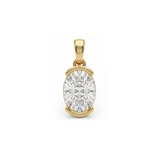 Horizon Oval Solitaire Lab-Grown Diamond Pendant Gold Vermeil