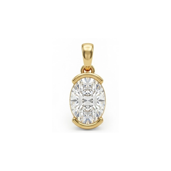 Horizon Oval Solitaire Lab-Grown Diamond Pendant Gold Vermeil