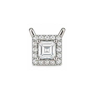 Leonora Emerald-Cut Halo Lab-Grown Diamond Pendant Silver