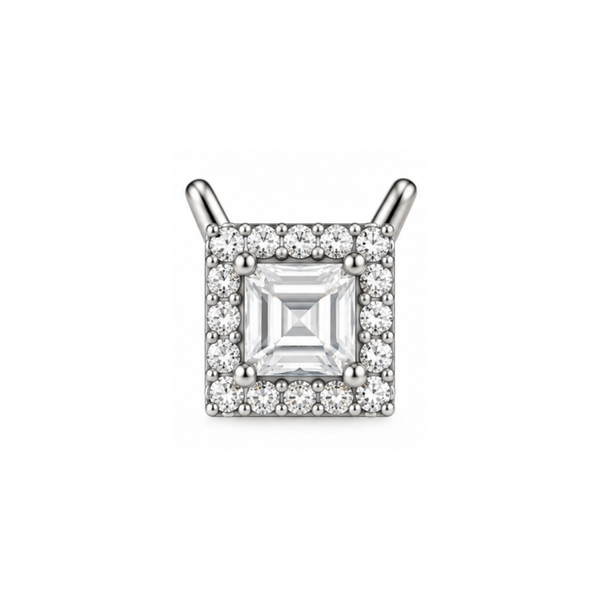 Leonora Emerald-Cut Halo Lab-Grown Diamond Pendant Silver