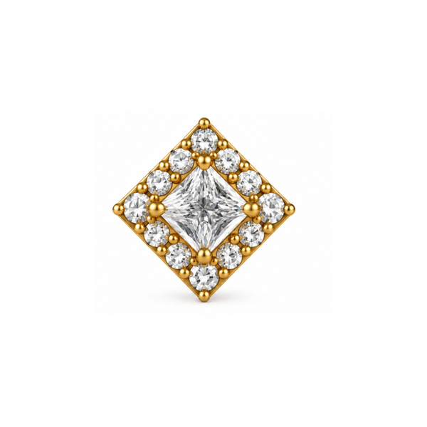 Evora Princess-Cut Halo Lab-Grown Diamond Pendant Gold Vermeil