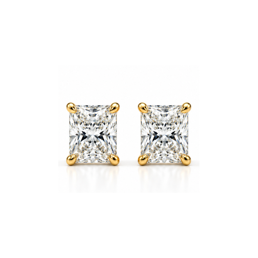 Frostline: Rectangular Solitaire Lab-Grown Diamond Stud Earrings in Gold Vermeil