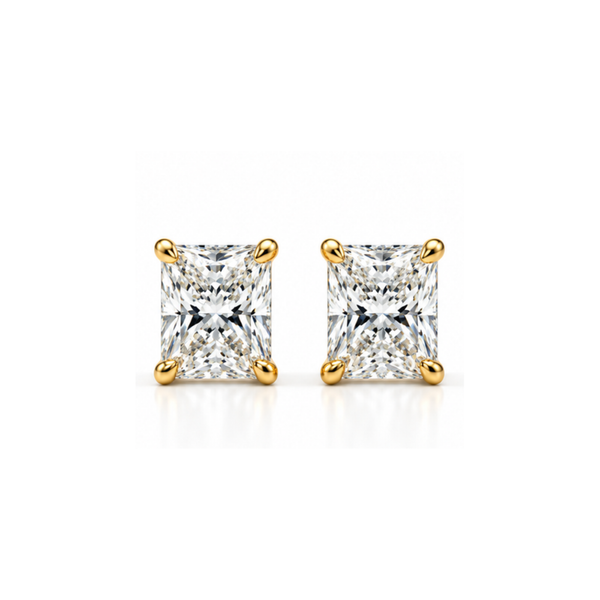 Frostline: Rectangular Solitaire Lab-Grown Diamond Stud Earrings in Gold Vermeil